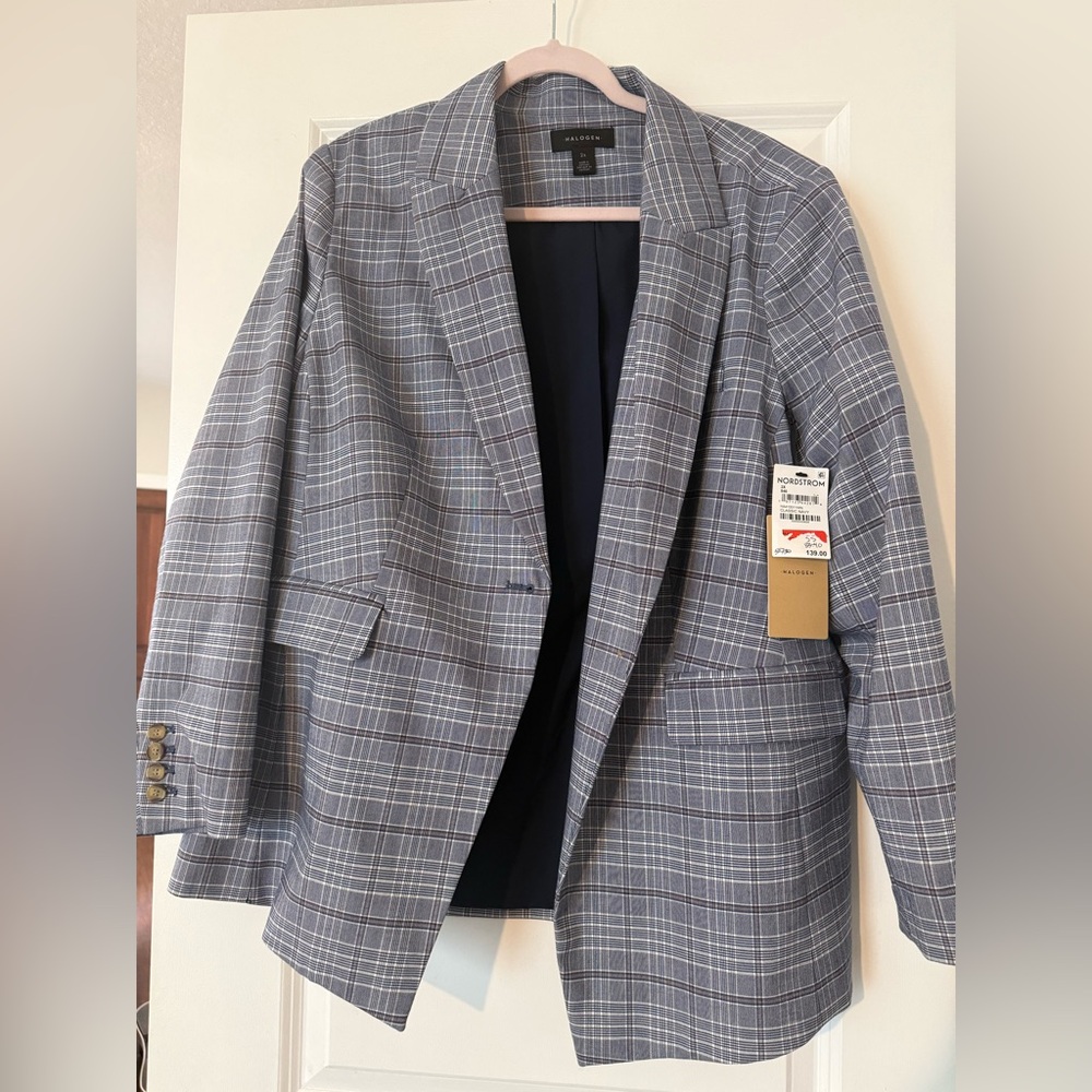 Women’s Blue Plaid Blazer